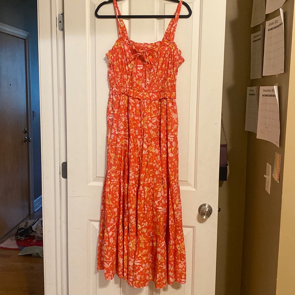 J Crew Women RUFFLE-TRIM TIERED DRESS IN SUNNY BLOOMS